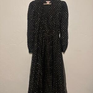 Halston Heritage Black Dress with Silver Details